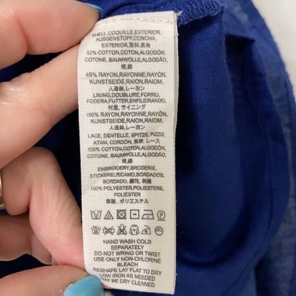 Free People blue boho smocked top size small - Picture 9 of 11